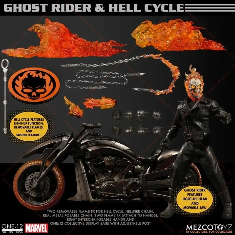 

В наличии оригинальный набор Mezco One:12 Ghost Rider с мотоциклом, новая герметичная аниме-фигурка, игрушки в штучной упаковке, коллекционная модель, украшения