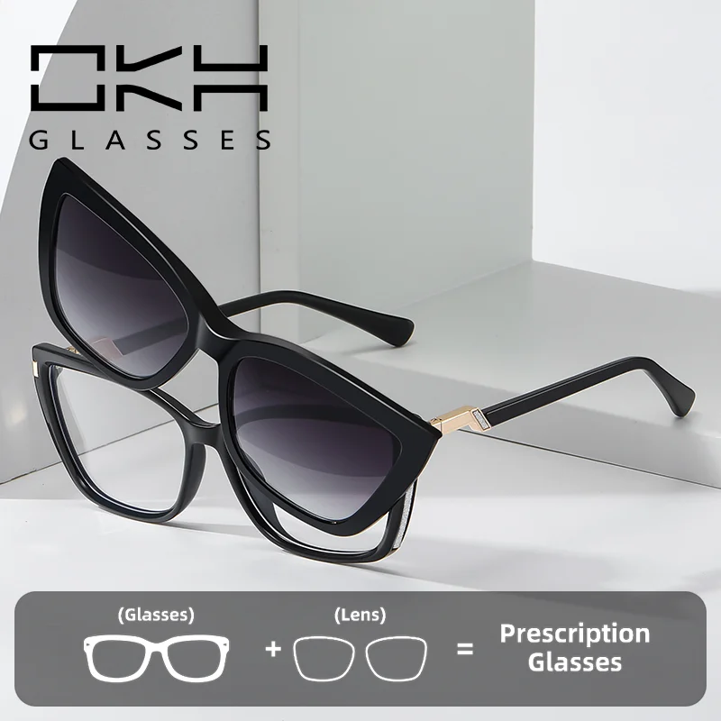 

Очки OKH с защитой от синего света, женские, с блестками, поляризационные, на клипсе, магнитные, двойного назначения, с линзами для зрения и чтения