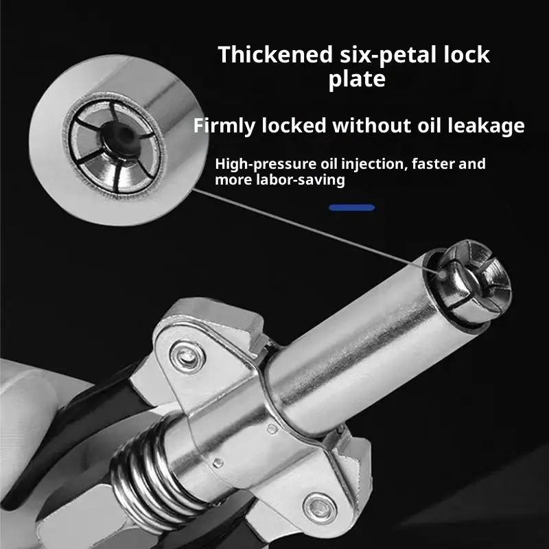 Stainless Steel Lock Pliers Grease Nozzle Easy Operate Self Lock Leak Proof Metal Coupler for DIY Home Garage Auto Repair Work
