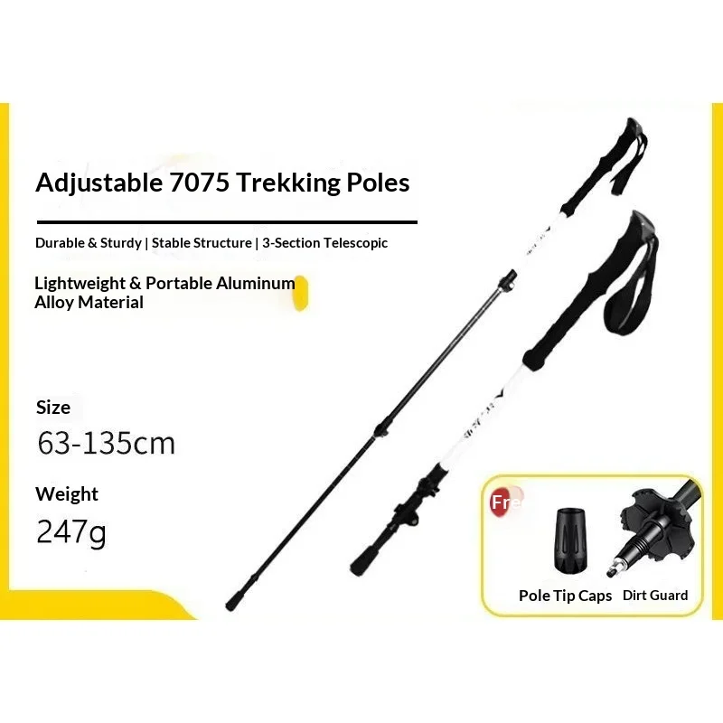 

7075 Aluminum Telescopic Locking Hiking Trekking Pole Walking Cane Self Defense Outdoor Lightweight Collapsible Walking Stick