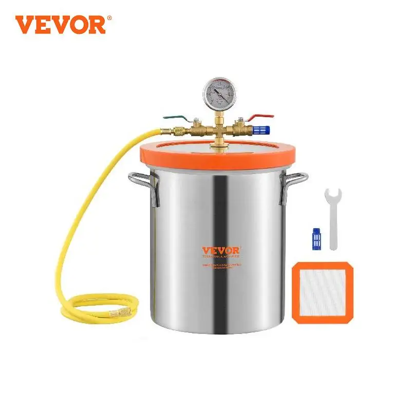 

VEVOR 3/5 Gallon Vacuum Chamber Glass Lid Vacuum Degassing Chamber for Stabilizing Wood Resin/Silicone/Plaster Degassing