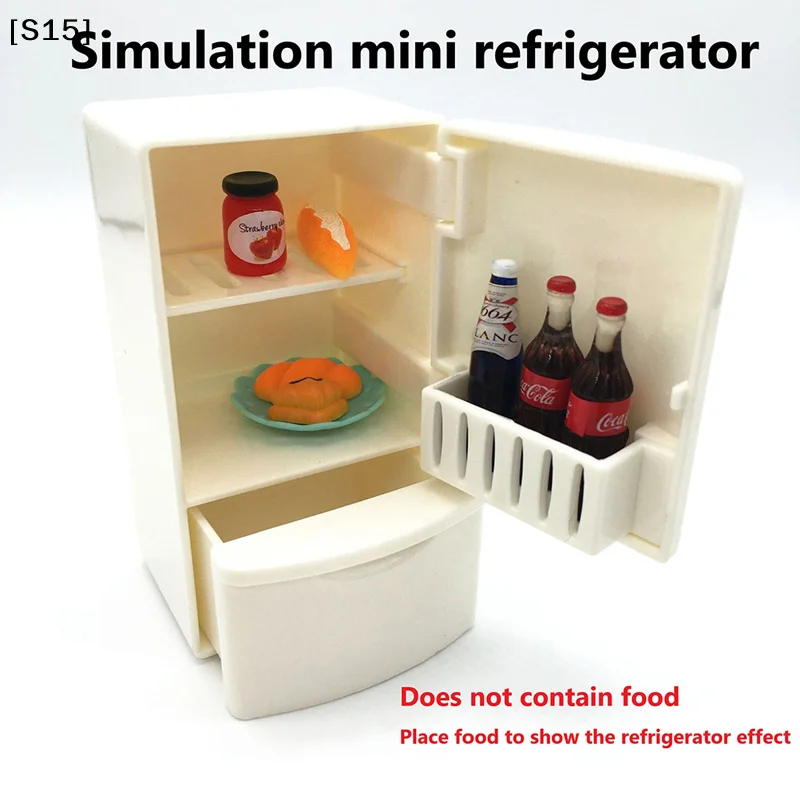 Dollhouse Miniature Kitchen White Wooden Fridge Refrigerator Freezer Kids Toy[S15][S15]