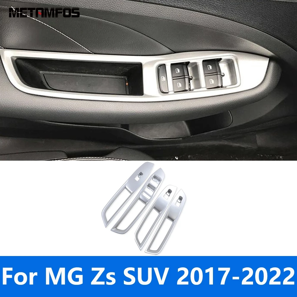 

Window Lift Switch Cover Trim For MG Zs SUV 2017-2019 2020 2021 2022 Carbon Fiber Interior Armrest Frame Accessories Car Styling