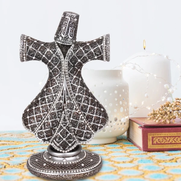 LaModaHome Decorative Whirling Dervish Design Islamic Gift In Silver Color for Home