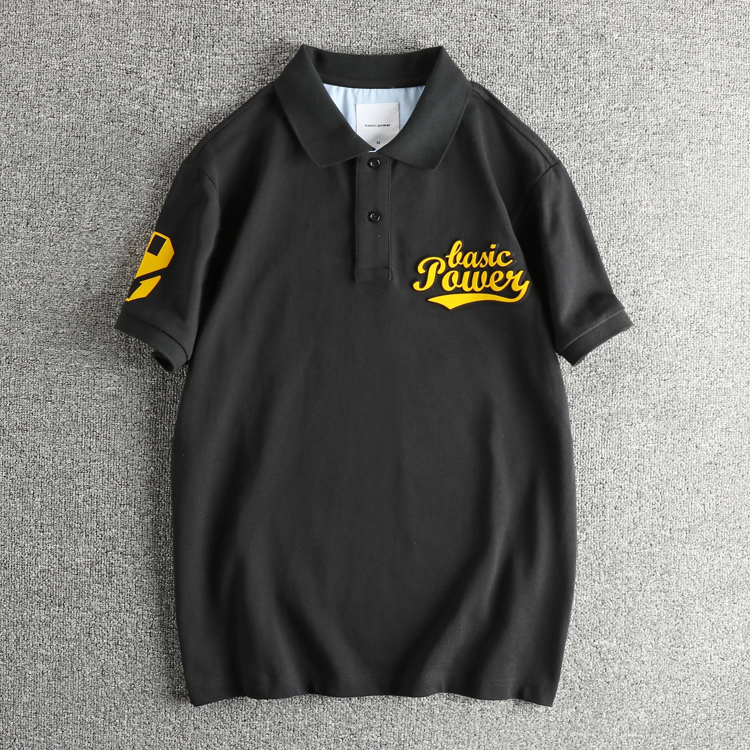 

2025 Summer New American Retro Knitted 3D Letter Printed Polo Shirt Men's Fashion Washed Short Sleeve Lapel Youth Casual T-shirt