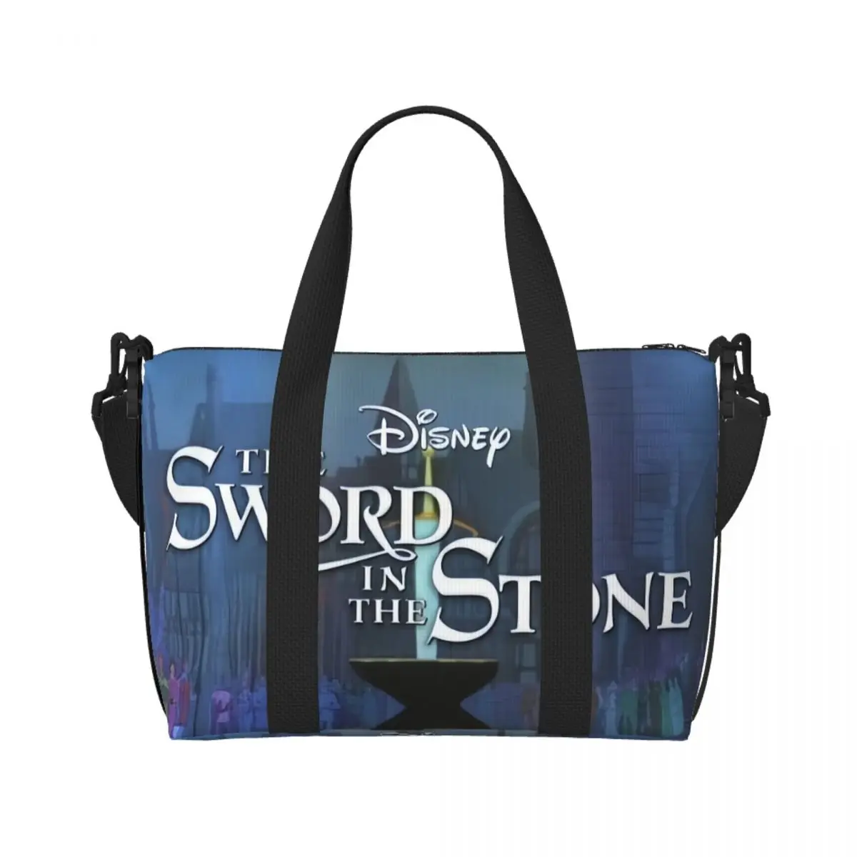 مخصص السيف في الحجر أفلام الرسوم المتحركة البقالة حمل أكياس التسوق النساء سعة كبيرة حقائب السفر الشاطئ الصالة الرياضية #2