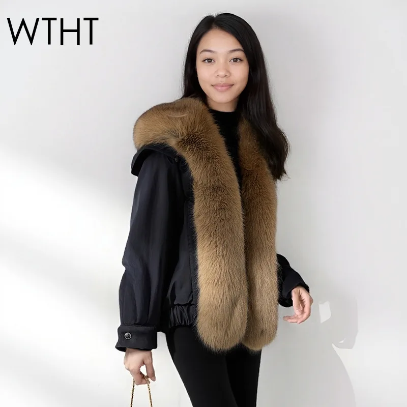 

WTHT Fashion New Women's Spliced Plush Edge Loose Quilted Jacket 2025 Winter Trendy Lapel Long Sleeves Warm Coat Female 1LS2726