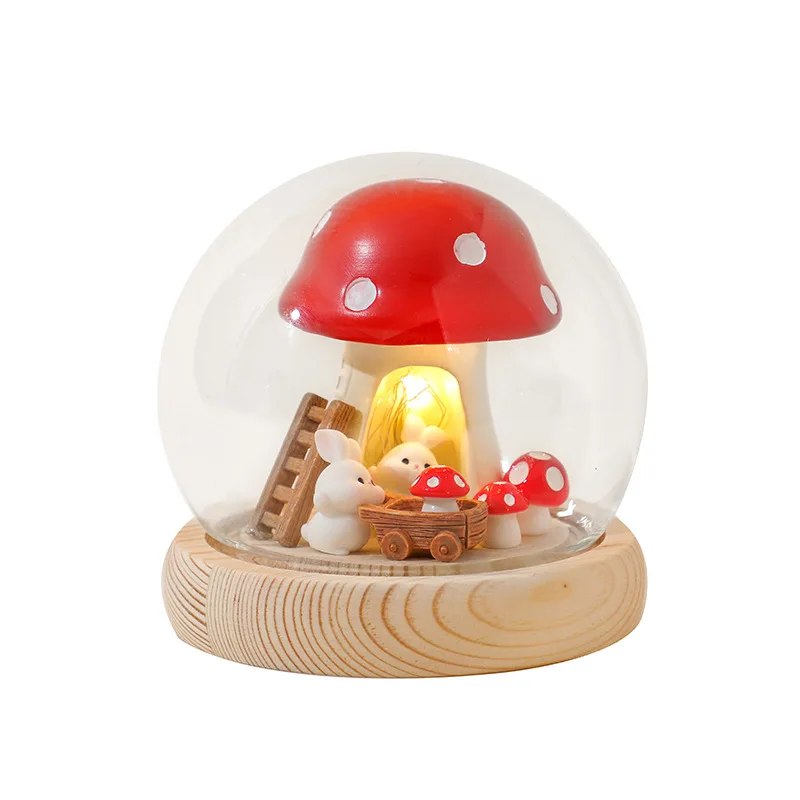 Handmade DIY Rabbit Mushroom Night Light Home Bedroom Study Atmosphere Light Decoration Student Dormitory Girl Friend Gift