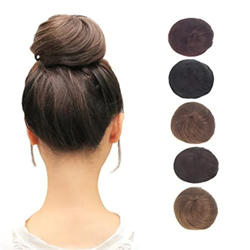 

Straight Hair Bun Chignon Synthetic Hair Elastic Rubber Band Fake Hair Bun Drawstring Pony Tail Hair Extensions Bun