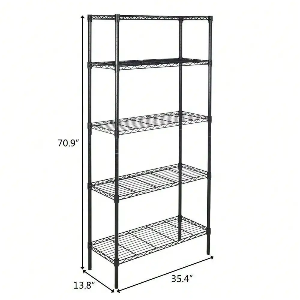 5-Tier Wire Shelving Rack Shelf Unit Adjustable Kitchen Garage Storage Organizer