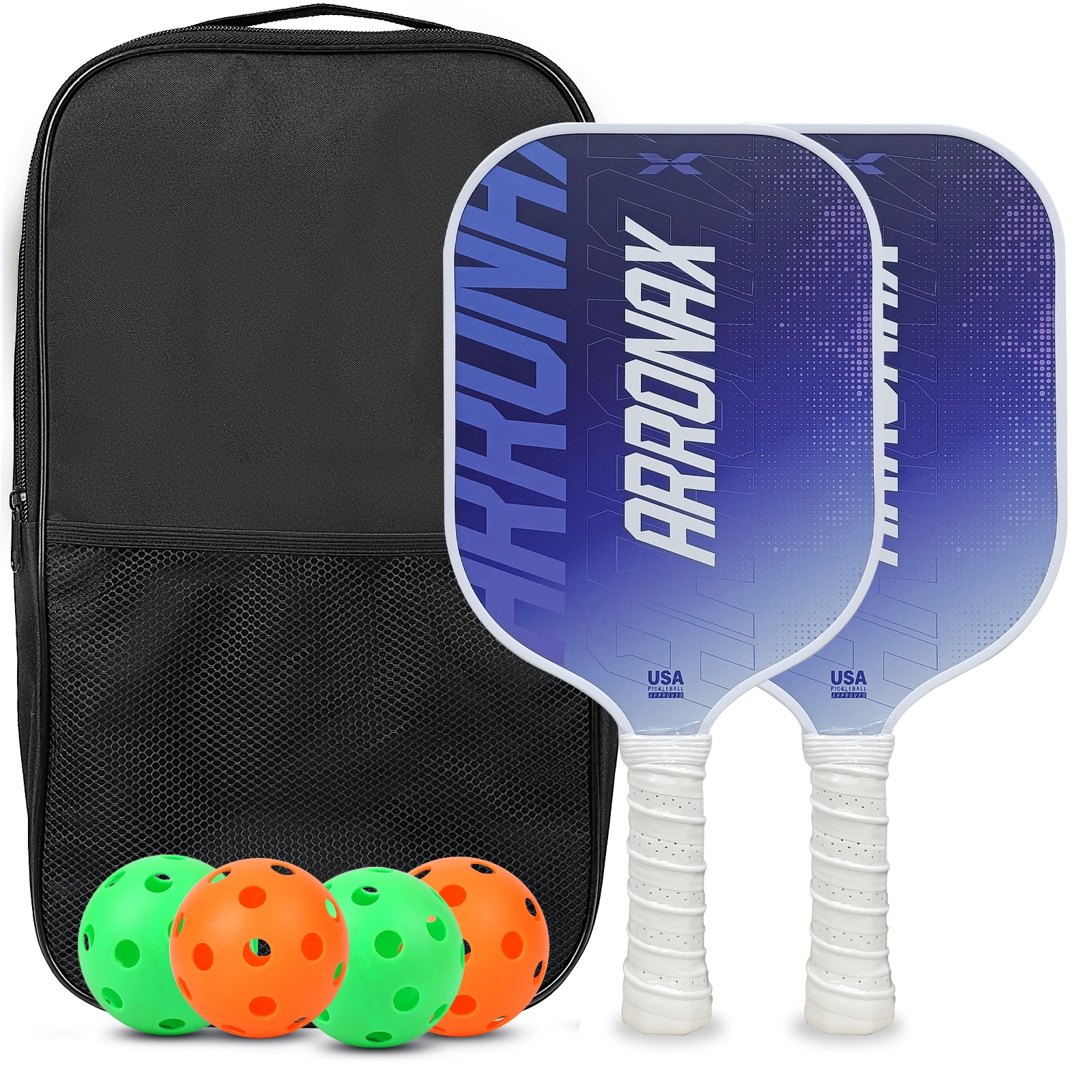 

USAPA Approved Pickleball Paddle, Elongated Paddle, Glass Carbon Fiber Texture Surface, Edgeless Bag Cover, Ball Optional, 13mm