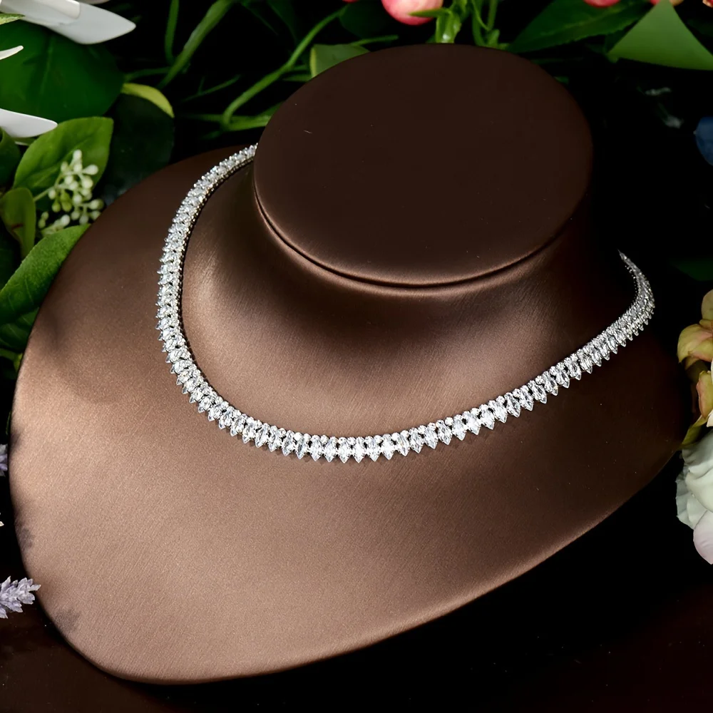 High Quality Cubic Zirconia Bridal Jewelry Sets Fashion Water Drop Necklace Lady Pendant 4Piece Set Wedding Party S-347