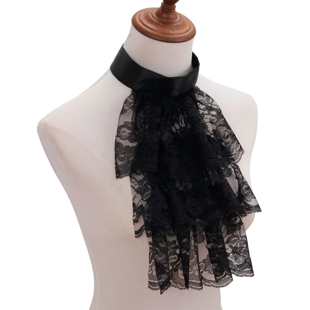 1Pc Fake Collar Victorian Detachable Ruffled Lace Jabot Neck Collar Stage Performance Steampunk Costume Accessory image 4