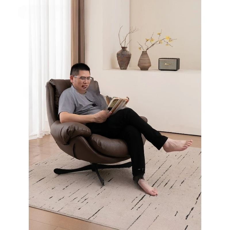 

Villa Italian 360-degree rotating sofa chair leather single sofa light luxury living room