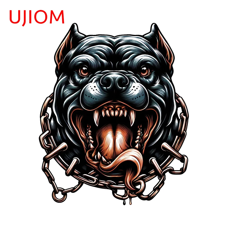 UJIOM Fierce Dog Iron Chain Wall Stickers Vivid Attractive Graffiti Cartoon Dog Graphics Decals Scratch Proof Waterproof Poster