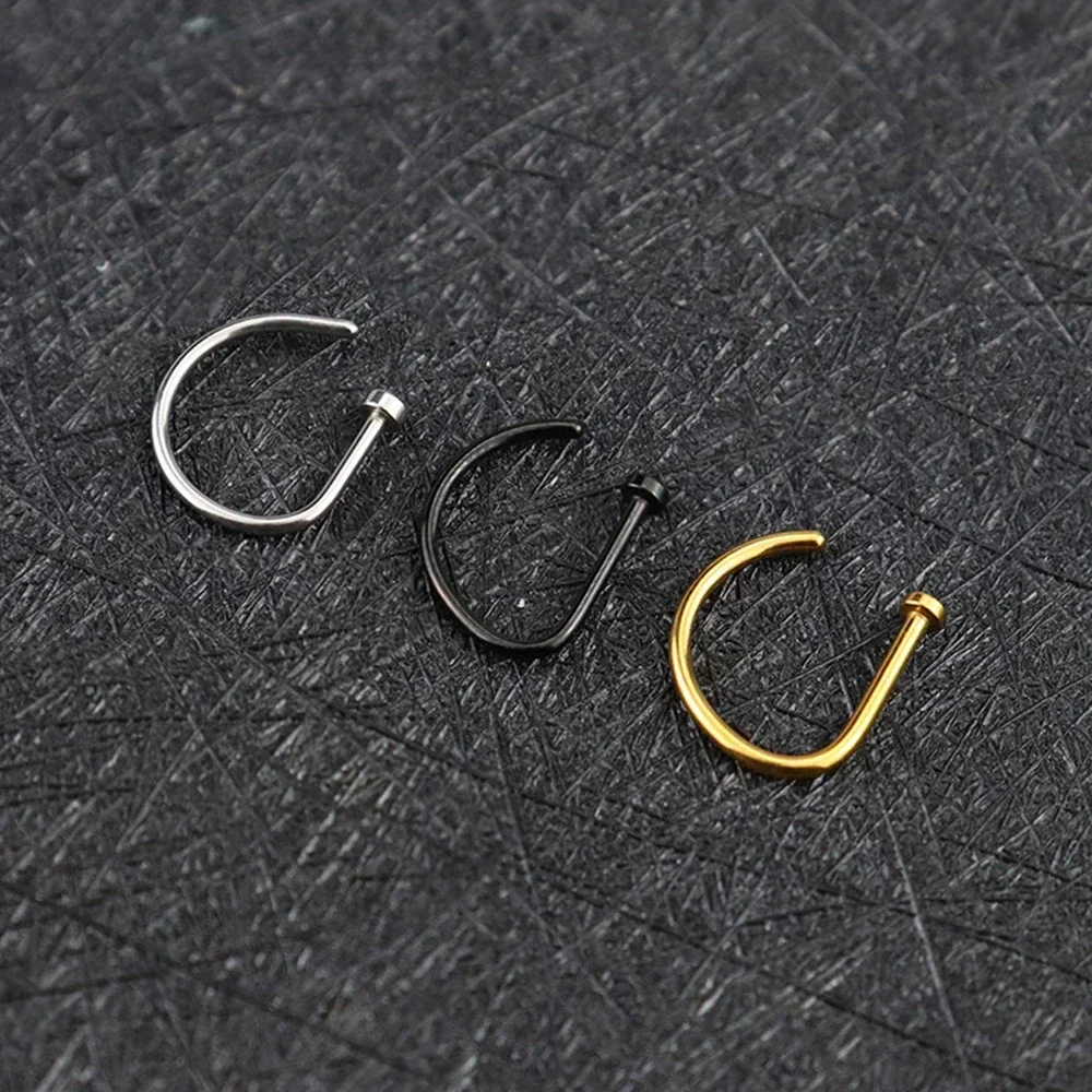 Nose Rings Septum Piercing D Shape G23 Titanium Hoop Stud Ear Cartilage Nostril Nariz Body Jewelry Piercings