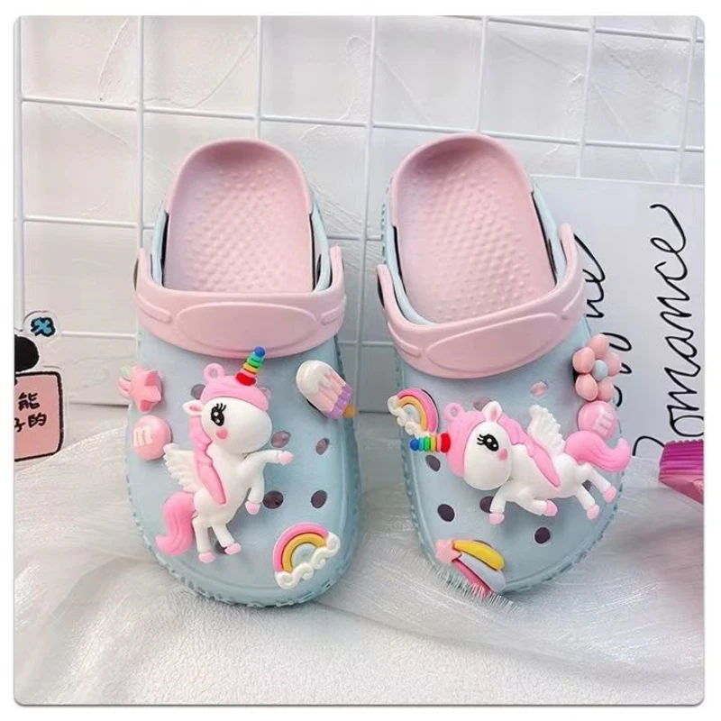 Children\'s Slippers Girl Cute Cartoon 3D Pony Fashion Versatile Princess Sandals Girl Non slip Indoor Beach Slippers