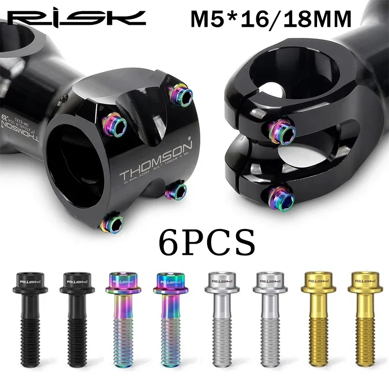 RISK Titanium Bicycle Screws M5*16 M5*18 Bicycle Handlebar Stem Screws Ultralight MTB Power Stem Screws Bike Accessories