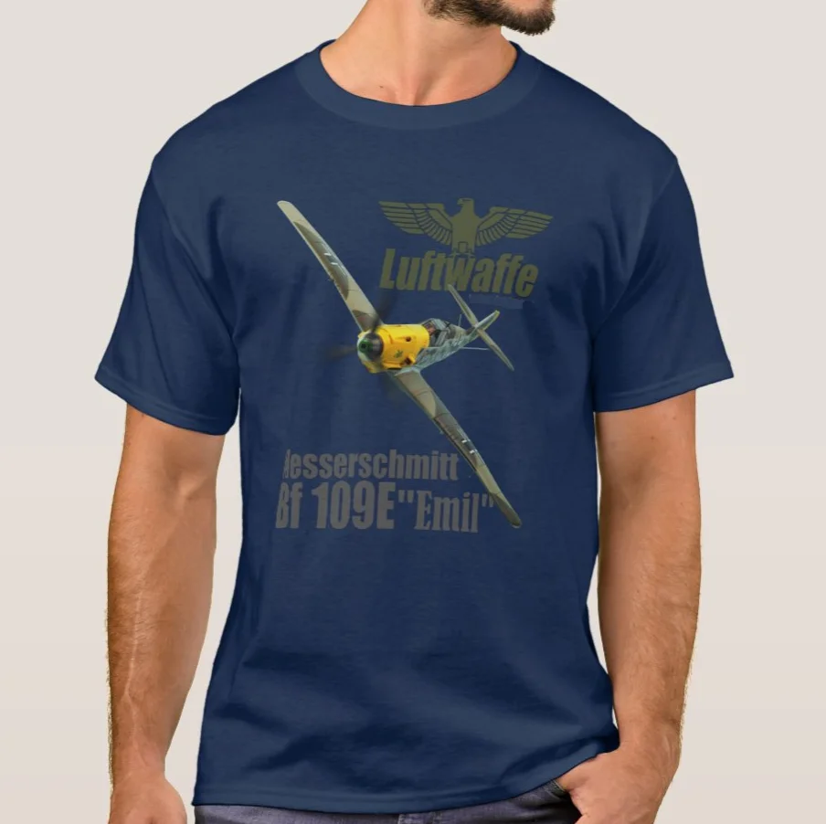 WWII Germany Air Force Messerschmitt Bf 109E Fighter T-Shirt. Summer Cotton O-Neck Short Sleeve Mens T Shirt New S-3XL