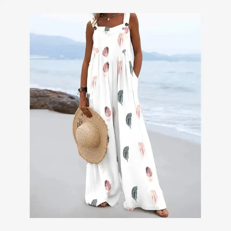 캐주얼 Faion 프린트 여성용 Susps 바지 하이 웨이스트 와이드 레그 팬츠 통근 슬레 롱 팬츠 여름 접힌 디자인