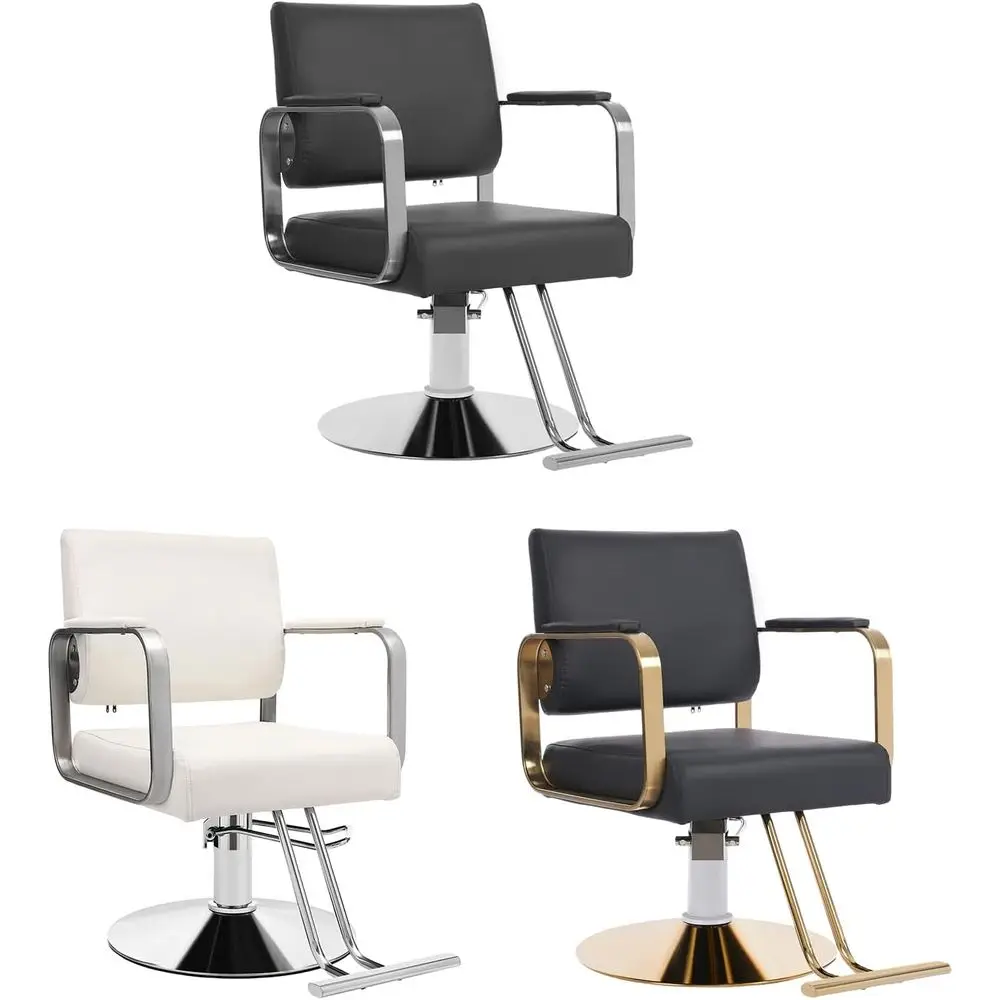 

Heavy-Duty 441lb Hydraulic Pump Sn Chair with Leather Seat, 360° Swivel for Beauty Salons and Hair Styling