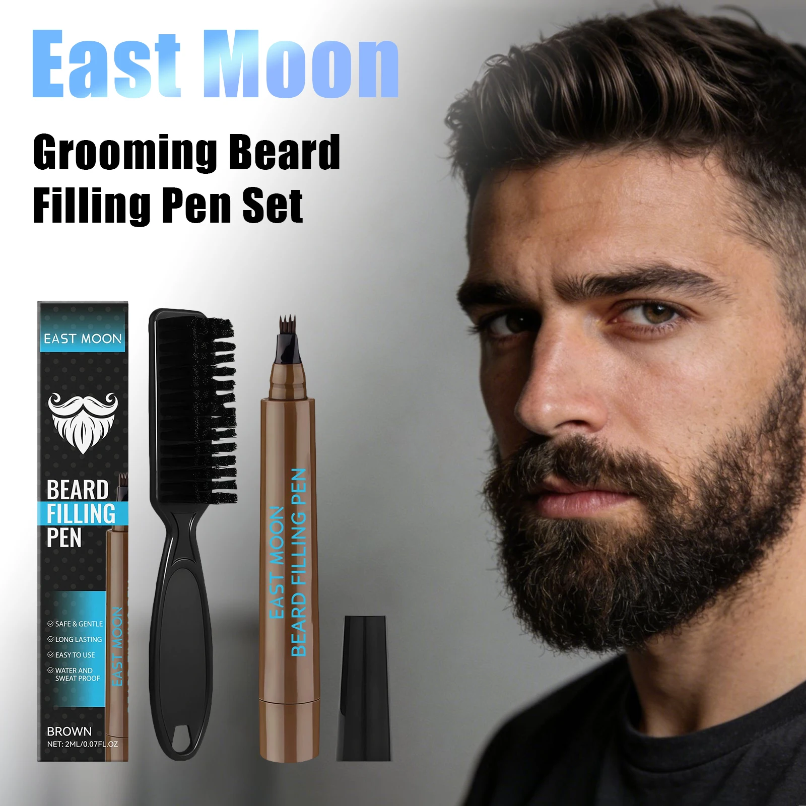 East Moon Beard Filling Pen Lasting Hold Keep Coloring Easy Shaping Create Natural Texture Protable Mustache Stuffing Pencil Set