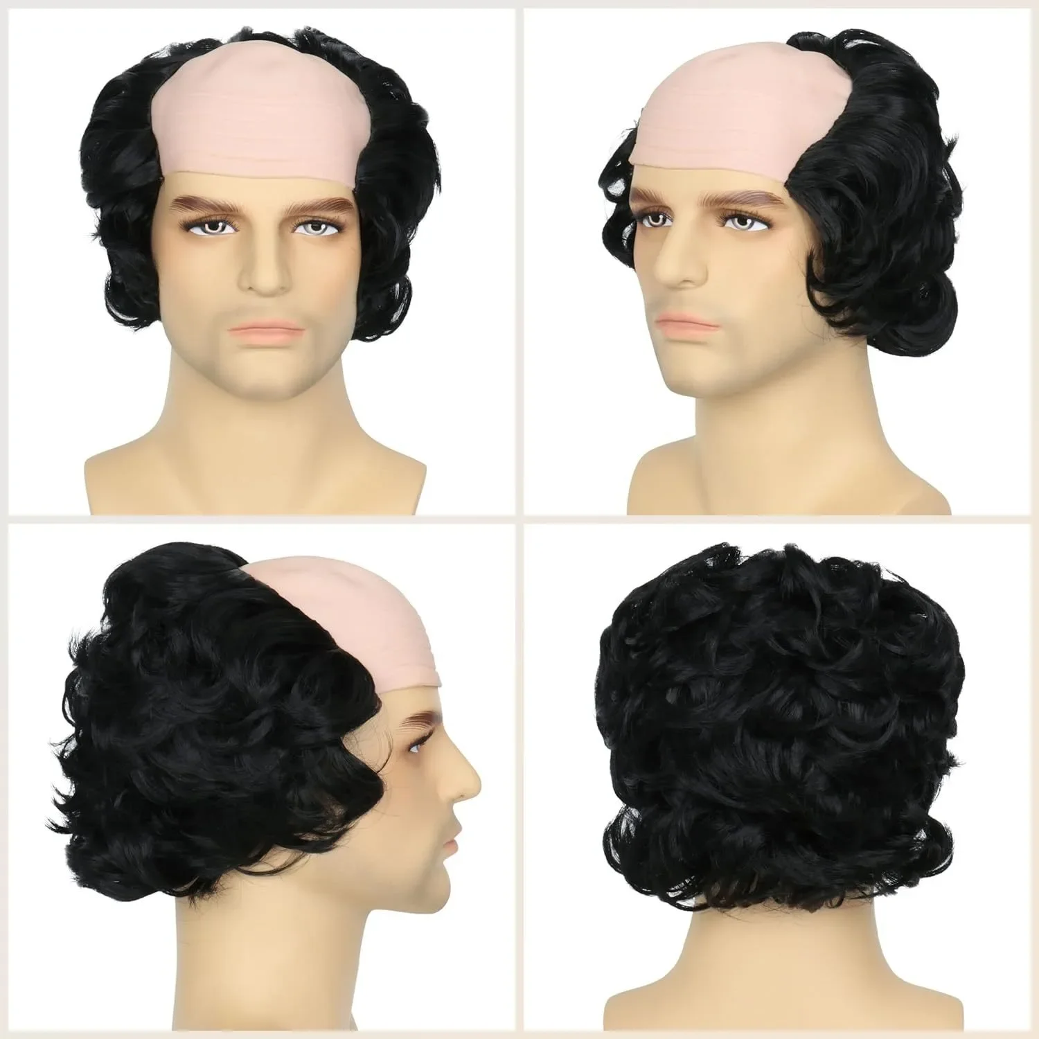 Perruque de cheveux chauve pour hommes, fête COS d'halloween, scientifique, vieil homme, jeu de rôle, boule de maquillage, casque, perruques de Cosplay