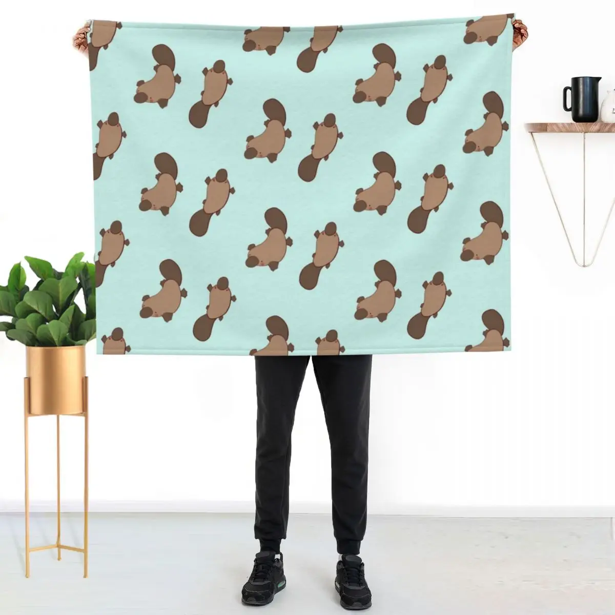 

Platypus illustration Throw Blanket Durable Warm Blanket for Daily Home Use