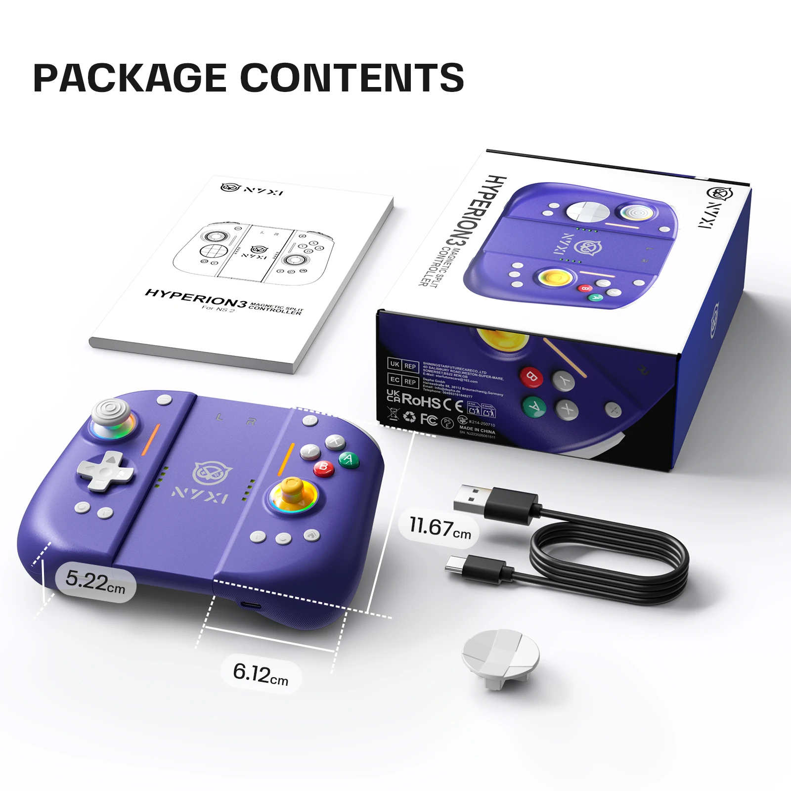 NYXI Hyperion 3 Wireless Switch 2 Joycon Gaming Purple image 3