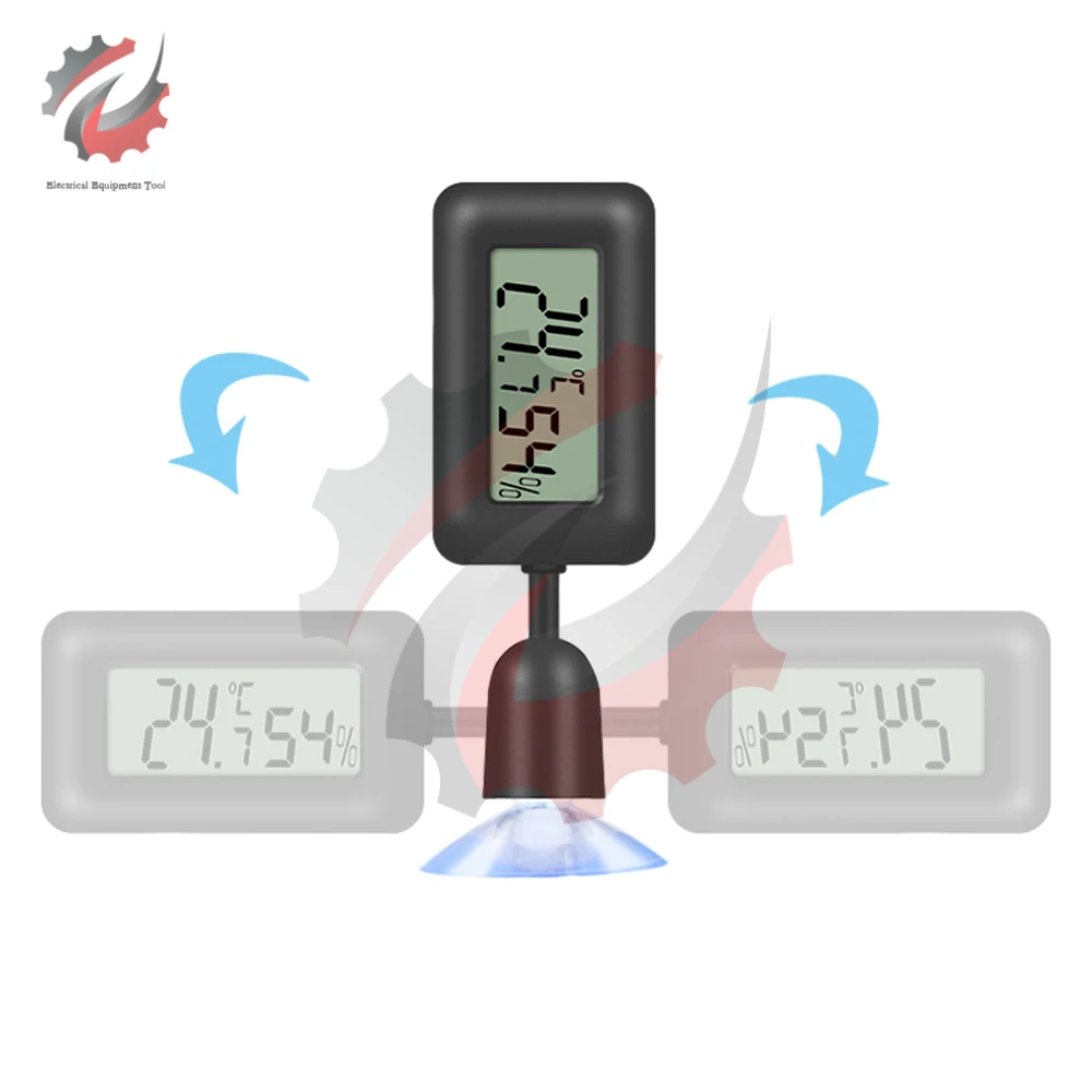 Mini Digital Reptile Thermometer 360 Degree Rotating Luminous Suction Cup Hygrometer For Lizards Snakes Spiders Blue Green