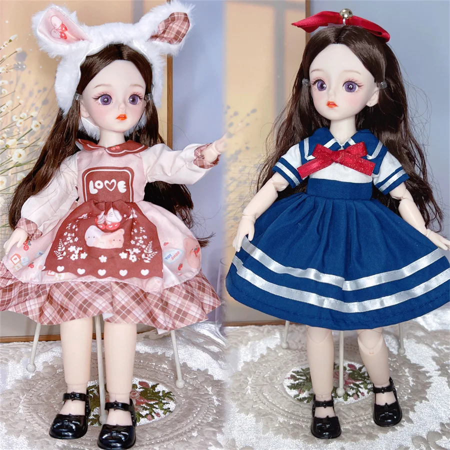 Bonecas e roupas bjd com múltiplas articulações móveis 30cm 1/6 3d simulado olho dobradiça boneca menina diy vestir-se brinquedo de presente de aniversário