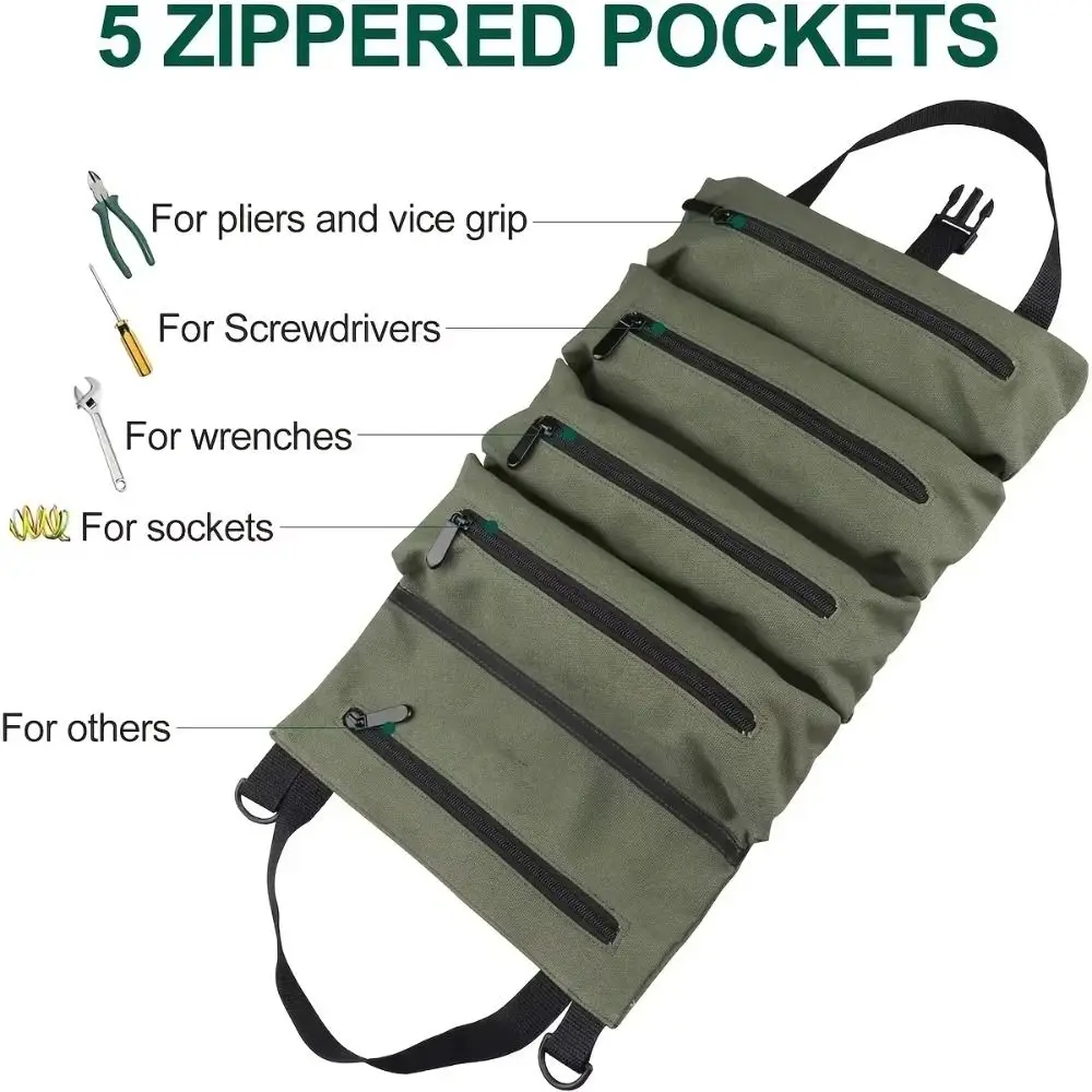 Multi-pocket Folding Reel Rolling Tool Bag Handbag Separate Storage Multi-function Tool Box Portable Oxford Cloth