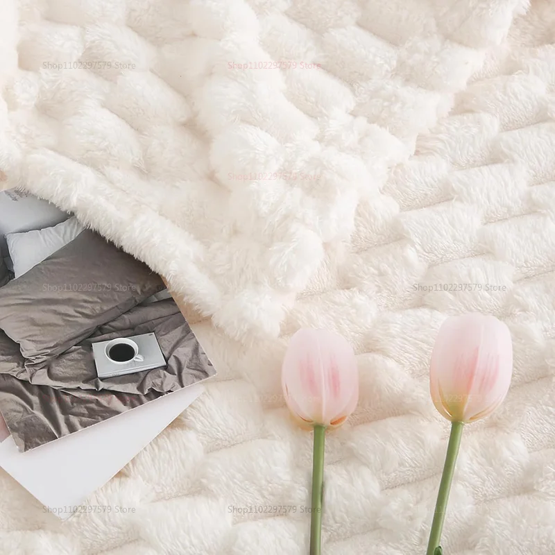 كريم الأبيض رمي بطانية غامض ثلاثية الأبعاد الجاكار الزخرفية الفانيلا الصوف سوبر لينة أفخم بطانية مريحة لكرسي أريكة الأريكة