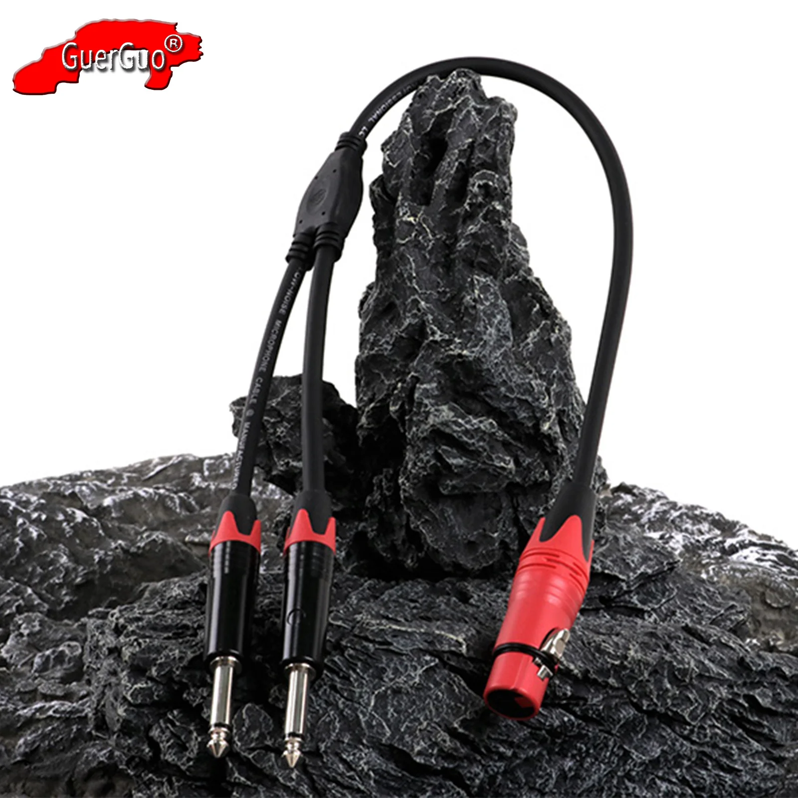 XLR Female to Dual 1/4 inch Y Splitter Cable,3Pin XLR Female to Dual 6.35mm Mono TS Plug MIC Amp Audio Converter Adapter Cord