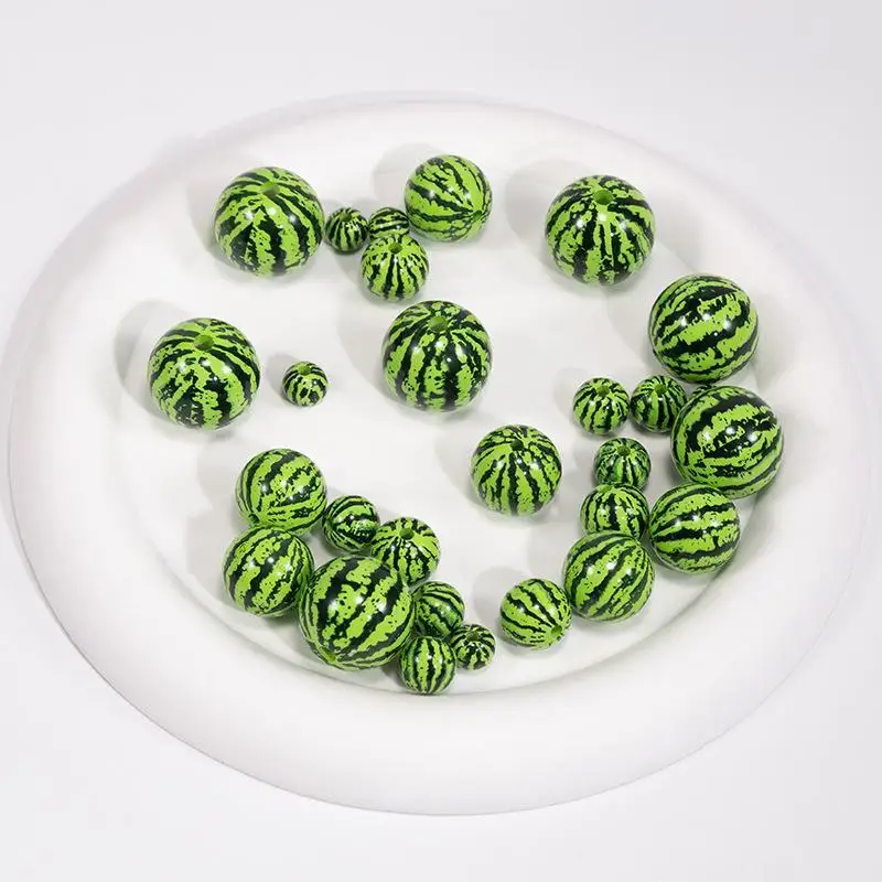 5Pcs Watermelon Shaped Acrylic Beads Red Green Loose Spaced Beads For Keychains Bracelet Making DIY Jewelry Accessories