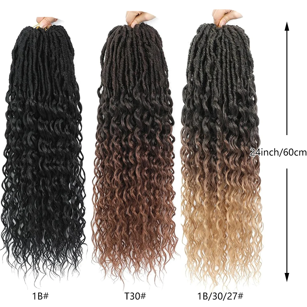 1/8 แพ็คลึก Faux Locs ผมโครเชต์นุ่ม Locs ผมโครเชต์ Pre Looped สังเคราะห์ Deep wave ผมโครเชต์สําหรับผู้หญิงสีดํา