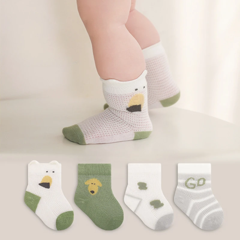 Summer New Product Newborn Thin Mesh Breathable Baby Socks Cartoon Loose Cotton For Infant