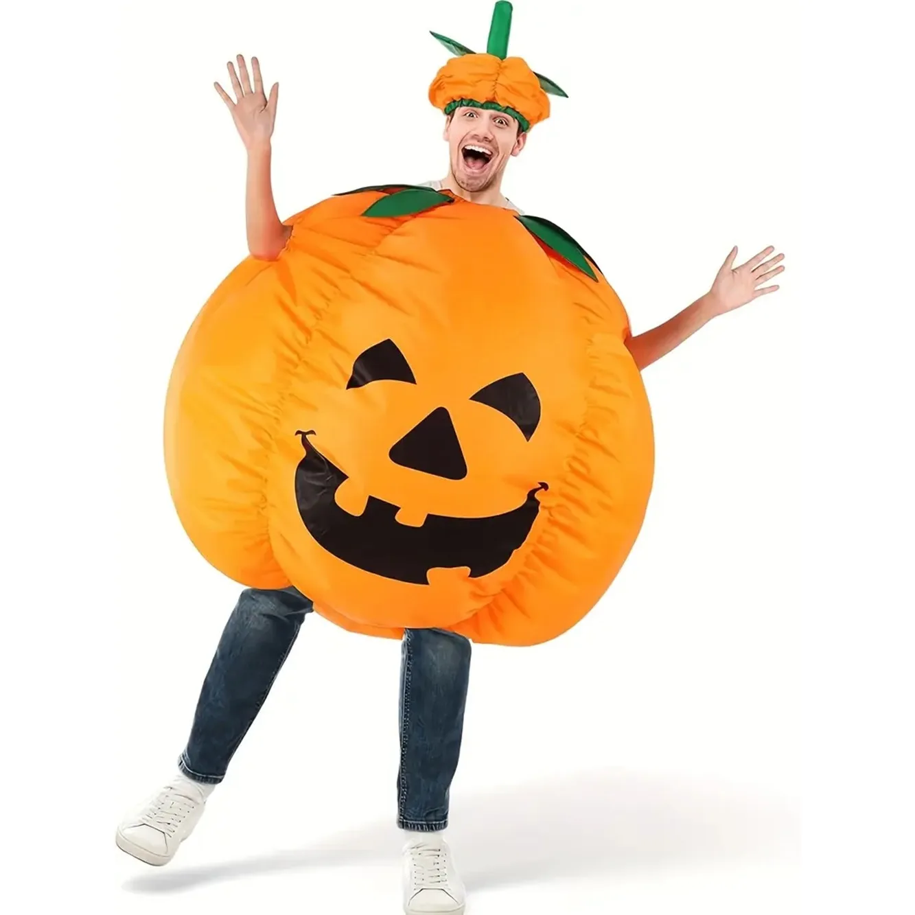 Costume gonflable d'Halloween en forme de citrouille, tenue de cosplay amusante pour fête, festival, déguisement, performance d'Halloween, fête à thème