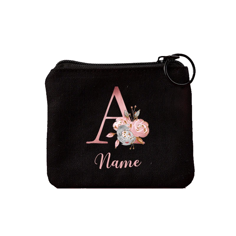 Customize Name Coin Purse Women Short Wallet Fashion Pink Letter Mini Key Case Ladies Card Bag Female Zipper Mini Clutch Bag