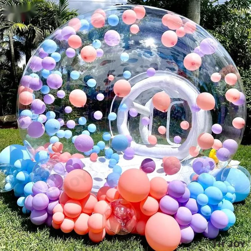 Giochi e attività all'aperto Tenda a cupola igloo con sfera gonfiabile trasparente lunga 5 m per feste per bambini con palloncini Bubble bianca