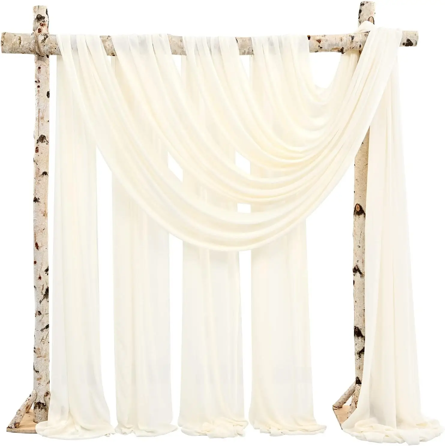 

6 Yards Wedding Arch Draping Fabric, 9 Panels Ivory Sheer Curtain Drapes Extra Wide & Long Backdrop Curtains for Wedding Arch Ce