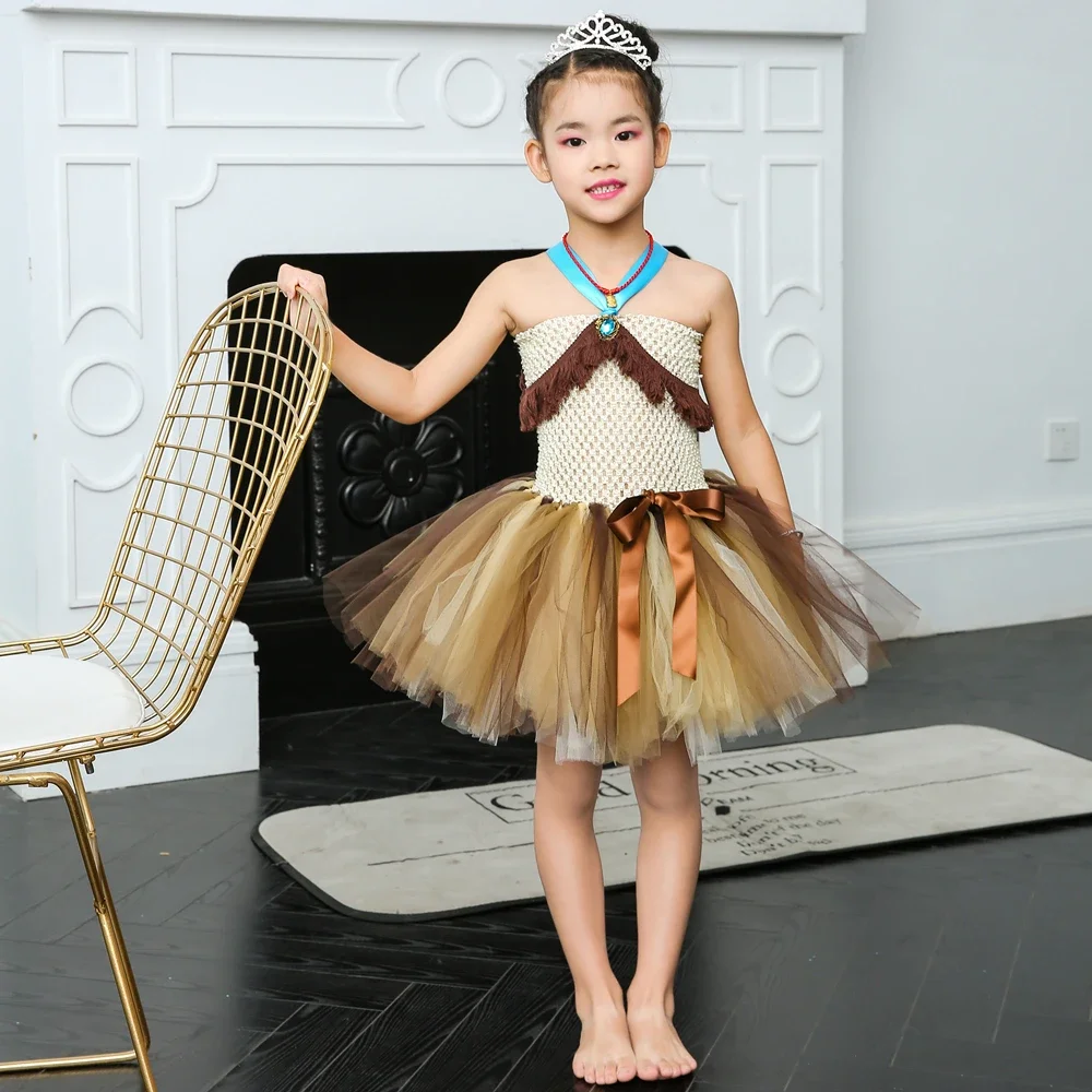 

Indian Princess Tutu Dress Children Girls Fancy Birthday Party Dresses Carnival Halloween Cosplay Costume for Clothes 1-14Y