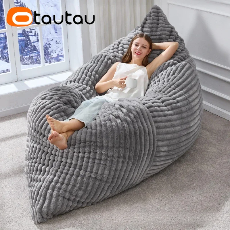 OTAUTAU 140x180cm Thick Soft Faux Fur Bean Bag Cover Pillowsac DD190【No Filler Inside! You Need To Buy Filler By Yourself !】