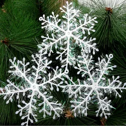 30PCS Plastic Brushed Christmas Snowflakes Flakes White Xmas Tree Hanging Pendents Home New Year Party DIY Wreath Decoration