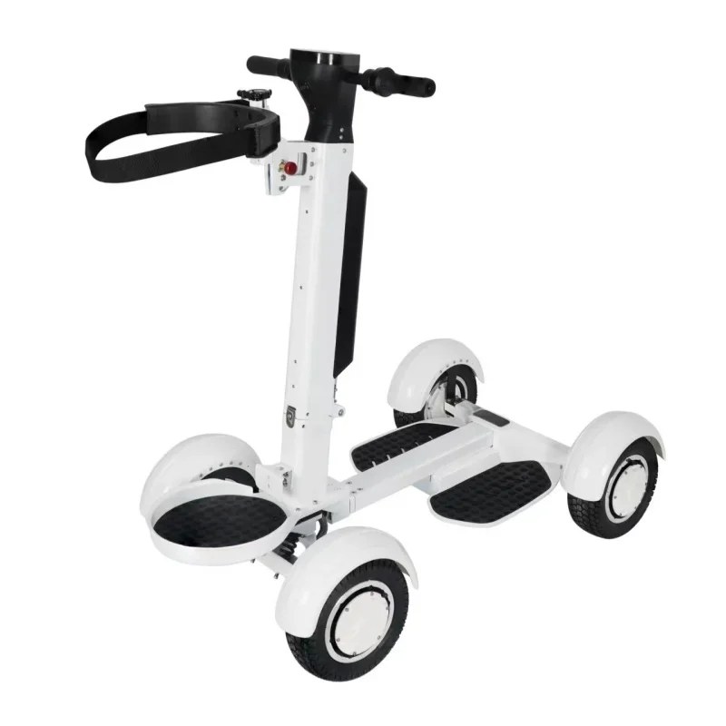 Four-wheel aluminum alloy foldable electric golf cart scooter 10.5-inch tire 2000W motor, white lithium 150kg load