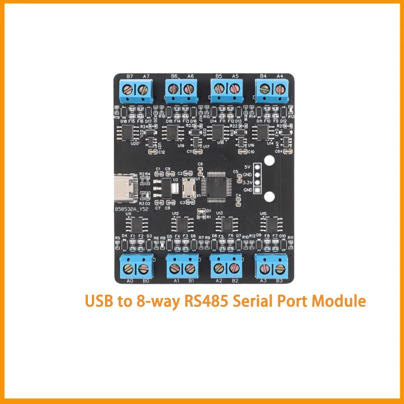 1PCS YR-6028 USB to 8-way RS485 Serial Port Type-C to 8-way 485 Multi-channel UART HUB RS485 Module Board