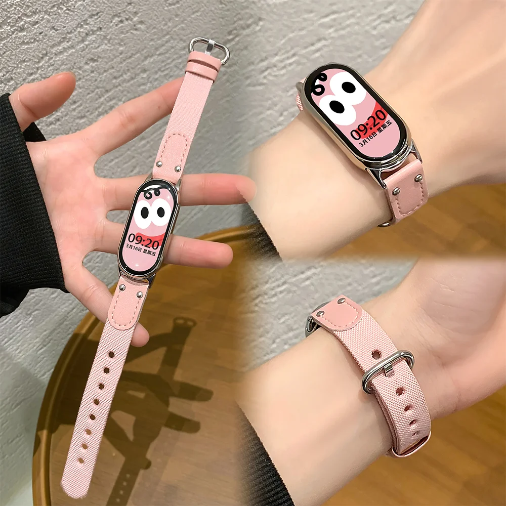 Original 1:1 Armband für Xiaomi Mi Band 10 9 8 NFC Miband 10 Uhr Ersatzgürtel Armband Nylon + Leder Handgelenk Correa Mi Band 10