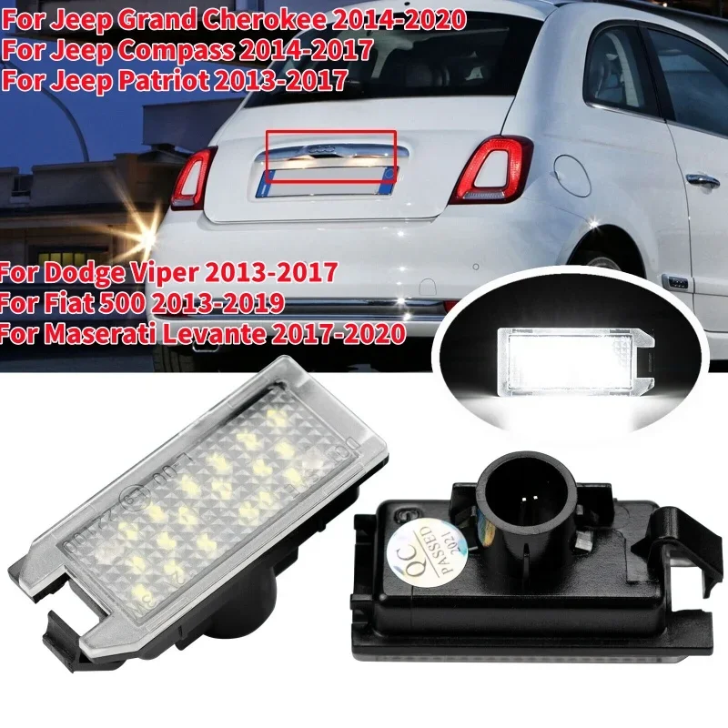 

2Pcs 18LED License Plate Light Rear Number License Plate Lamp For Jeep Grand Cherokee Compass Patriot FIAT 500 （White Light ）