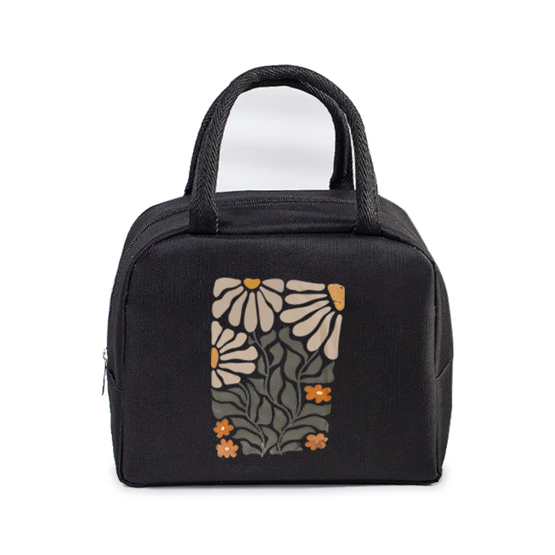 Wild Flower Vintage Print Insulated Lunch Bag Women Men Food Cooler Bag Bohemia Flower Leakproof Tote Food Storage Bento Bags