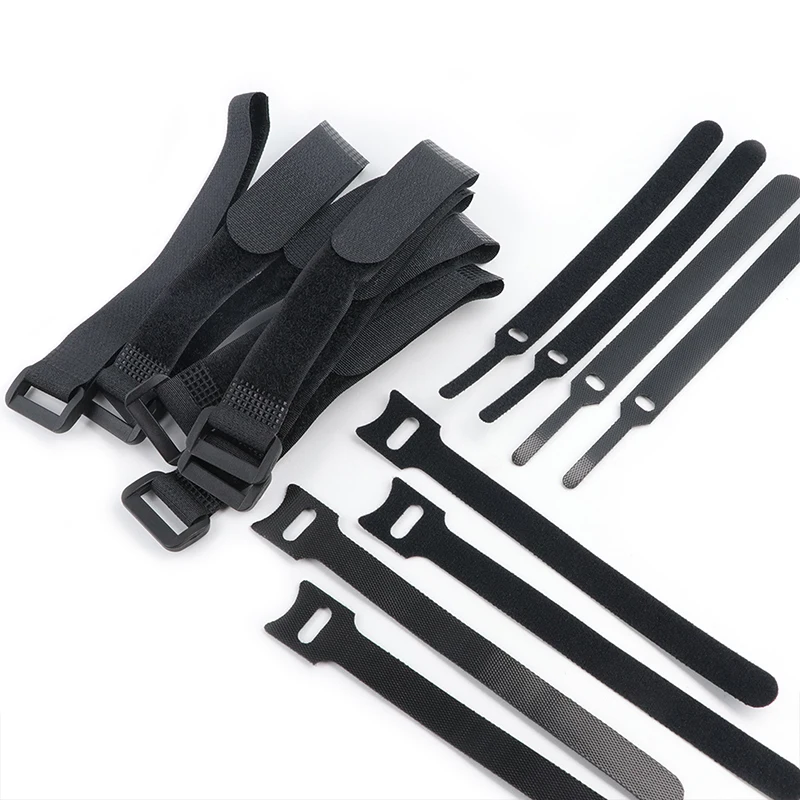 Reusable Hook Loop Cable Ties 150/200/250/300/400/500/600mm Black Cable Organizer Bundle Fastener Belt Straps